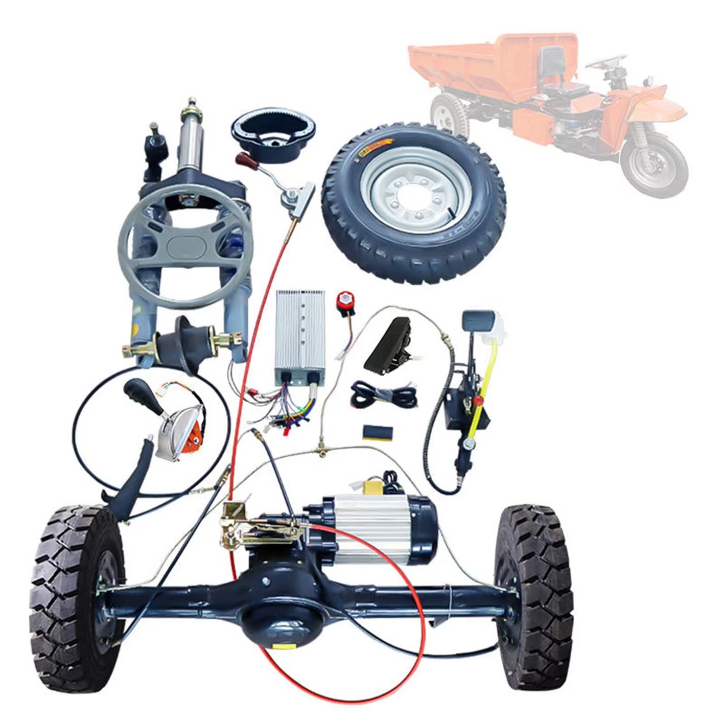 Customized 3-wheel Agriculture Electric Vehicle Chassis and Frame Low Speed Drive Shaft Propeller Rear Axle